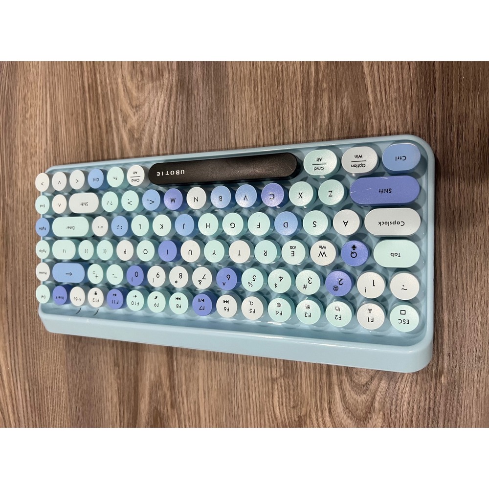 UBOTIE SK-621BT Bluetooth Keyboard Retro Typewriter Style Blue Tested! No mouse